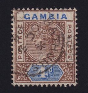 Gambia Sc #25 (1898) 4d brown Queen Victoria Used w/Bathurst CDS