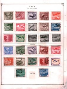 Collection, Chile Part B Scott Album Pages, 1941/1972, Cat $83, Mint & Used Airs