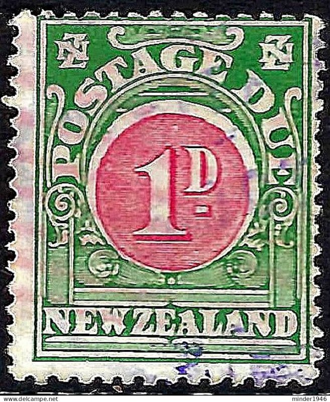 NEW ZEALAND 1925 KGV 1d Carmine & Green Postage Due SGD30 Used