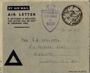 Egypt Soldier's Free Mail 1942 Egypt 96, Postage Prepaid British Forces Post ...