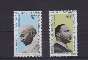 MAURITANIA - 1968 APOSTLES OF PEACE / GANDHI & LUTHER KING 2V MNH