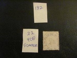 Germany 1872 USED SIGNED SOMMER MI. 22 SC 20  VF 40 EUROS (182) GREAT CANCEL