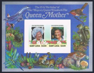 St Lucia 787-788 imp,MNH. Queen Mother 85.Wild life,1985.Butterfly,Dragonfly,