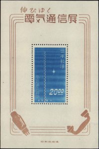 Japan #457, Complete Set Souvenir Sheet Only, 1949, Radio, Telephone, Hinged