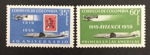 Colombia 1959 #c347-8, 40th Anniversary Air Post Service, MNH.