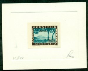 INDONESIA #O6 50s Official, PROOF on Die Sunk card, signed only 3 made, XF