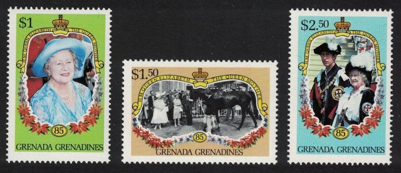 Grenadines Queen Elizabeth the Queen Mother 3v 1985 MNH SG#689-691