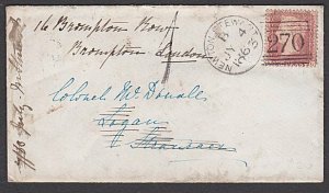 GB SCOTLAND 1863 cover Newton Stewart to Stranraer h/s 1d redirection.......T946