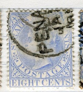 MALAYA STRAITS SETTLEMENTS;   1892 early QV issue used 8c. value