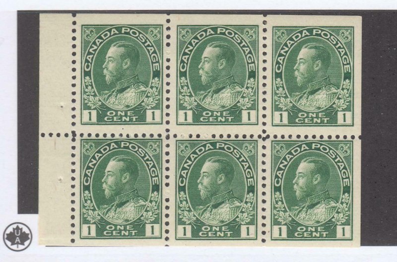 CANADA MXZ3 # 104a MNH 3 MLH KGV 1cts BOOKLET PANE OF 6 CAT VALUE $50