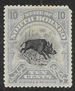 NORTH BORNEO SG170 1909 10c BLACK & GREYISH-BLUE MTD MINT - BLUNT CORNER