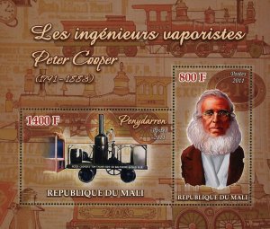 Peter Cooper Steam Engineer Souvenir Sheet of 2 Stamps Mint NH