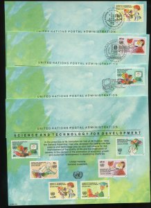 United Nations SCOTT SC42 1992 SCIENCE AND TECHNOLOGY SET of 4 SOUVENIR CARDS