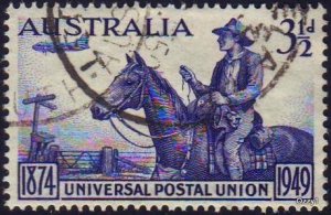 Australia 1949 Sc#223 3-1/2d Blue UPU 75th. Anniversary USED-Fine.