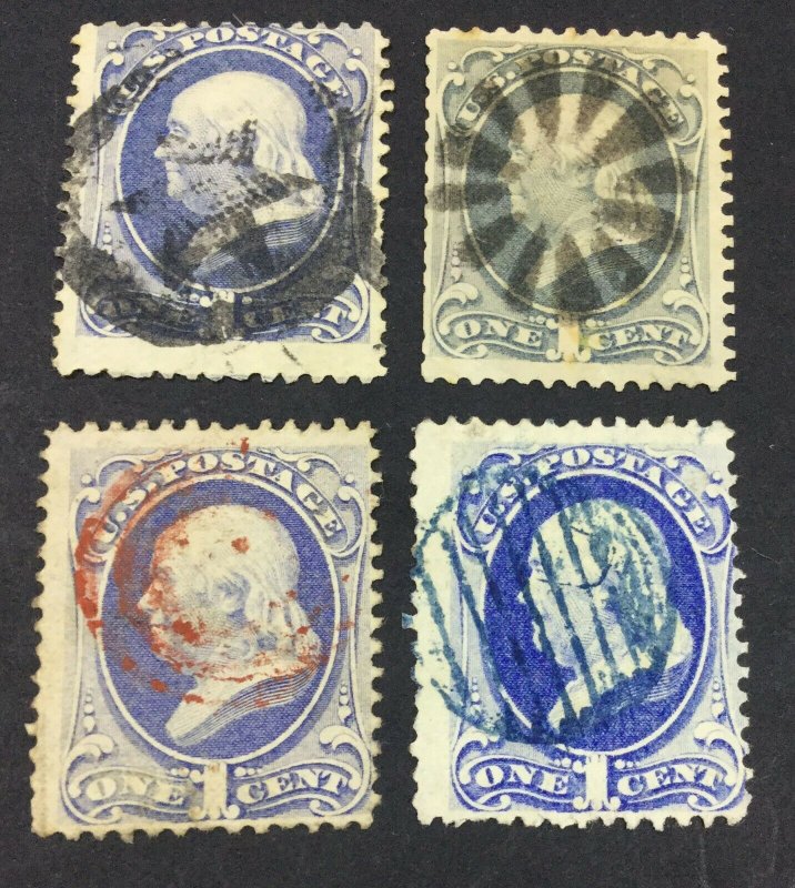 MOMEN: US STAMPS #156 4 EXAMPLES USED LOT #44720