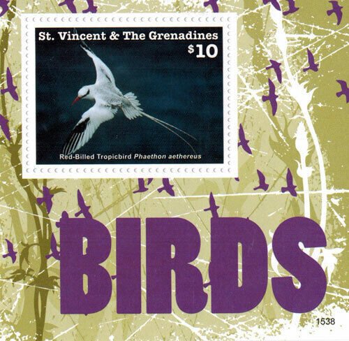 St. Vincent 2015 - Birds, Animals, Tropicbird, Fauna - Souvenir Sheet - MNH