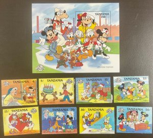 Tanzania Disney Special Occasions Souvenir Sheet plus 8 singles 1988