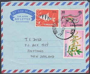 SINGAPORE 1972 formular aerogramme commercially used to New Zealand.........J647