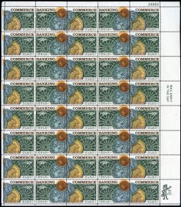 1578a, Mint NH 10¢ - Full Color Shift Error Sheet - Banking - Stuart Katz