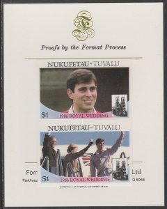 TUVALU 1986 WEDDING - ANDREW & FERGIE  imperf on FORMAT INTERNATIONAL PROOF CARD