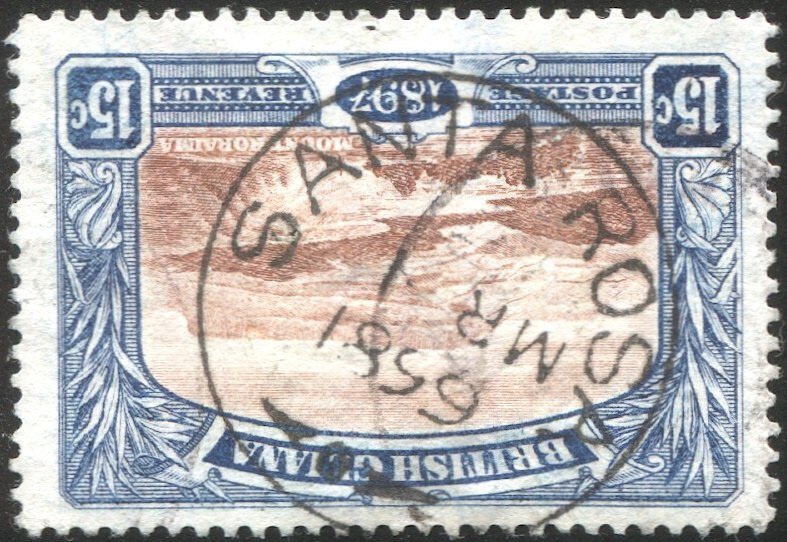 BRITISH GUIANA 1898 Sc 156, Used VF 15c  Mt Roraima, SOTN  SANTA ROSA postmark