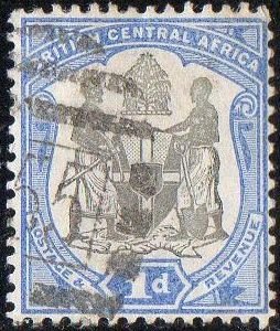 British Central Africa 1897 1d black and ultramarine used