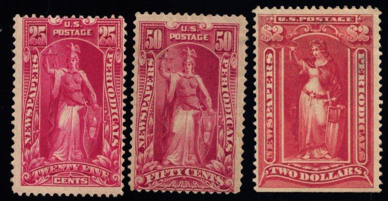 Scott #PR118-PR120 - Newspaper Stamps - OG HR - Lot - 1895 & 97