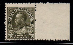 Canada Sc 119 1925 20 c olive green G V Admiral issue stamp mint NH