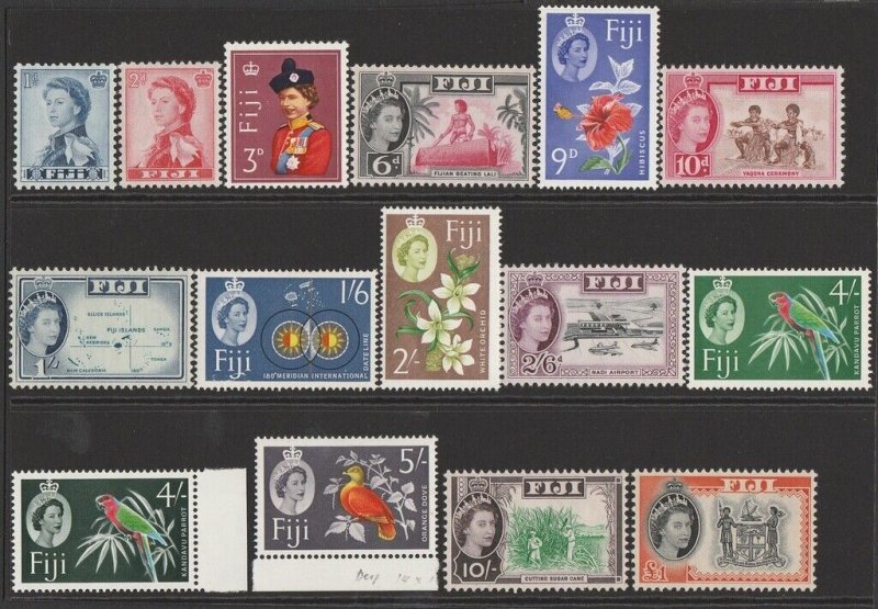 FIJI 1962 QEII Pictorial set 1d - £1 wmk crown CA (SG w12). MNH **.