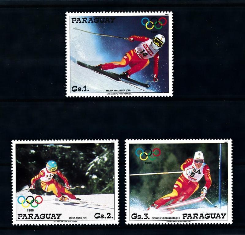 [92274] Paraguay 1987 Olympic Games Calgary Skiing From Set MNH