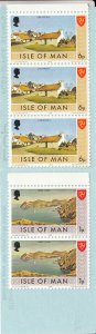 Isle of Man 1976 Stamp sachet Sc #21 6p Cregneish, Sc #13 1p Port Erin