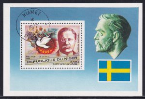 Niger 1977 Sc C287 Nobel Prize Winner Theodore Roosevelt Peace Stamp SS CTO NH