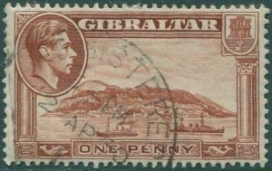 Gibraltar 1938 SG122d KGVI 1d brown Rock of Gibraltar P13 FU