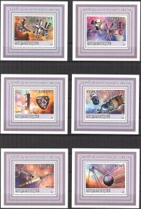 {413} Mozambique 2009 History of the Space Flight I 6 S/S Deluxe MNH**