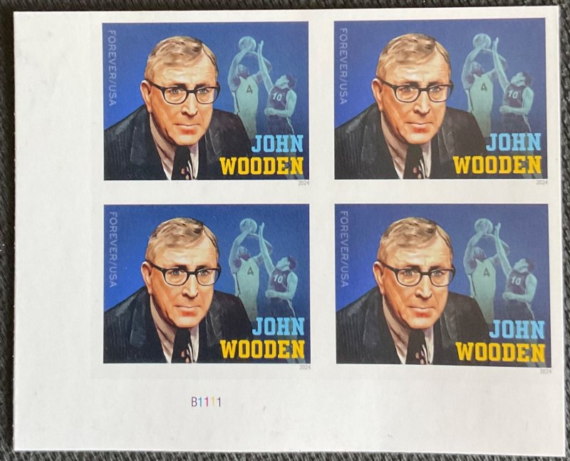US #5833a MNH NDC No Die Cut Plate Block of 4 LL John Wooden (.68) L47