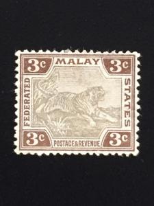 Malaya 1900-01 Federated Malay States FMS Tiger 3V Varieties MH CA SG#16 M1790