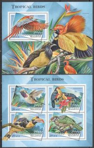 HM0606 2018 MALDIVES TROPICAL BIRDS FAUNA PARROTS COLIBRIS #7783-6+BL1222 MNH