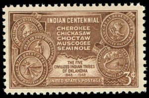 1948 Indian Centennial Single 3c Postage Stamp, Sc# 972, MNH, OG