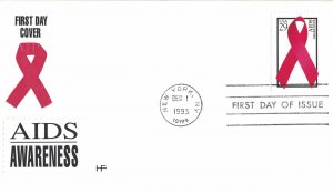 1993 FDC, #2806, 29c AIDS Awareness, House of Farnam w/insert