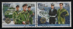 Ireland 1988 used Sc 724, 725 28p Navy, air corps, Army Pair Irish Security F...