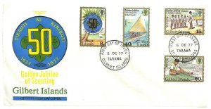 GILBERT ISLAND BOY SCOUTS SCOTT #304-07 GUTTER PAIR STAMP SET & FDC MNH 1977