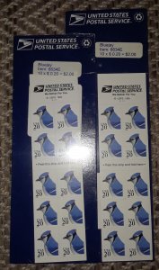 TWO (2) Booklets of 10 = 20 of BLUE JAY Bird 20¢ US Postage Stamps USA Sc # 2483