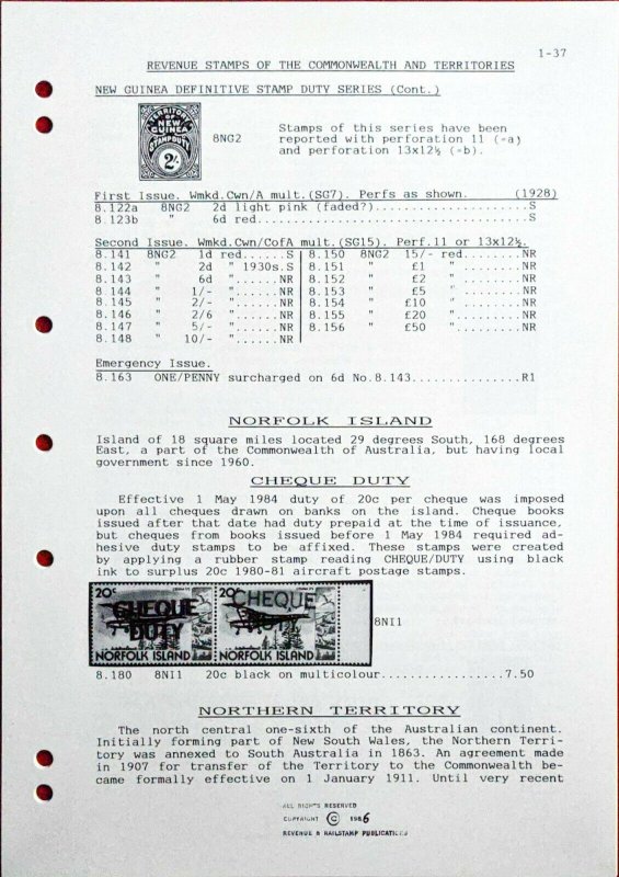 Priced Catalogue REVENUE STAMPS OF THE COMMONWEALTH OF AUSTRALIA & TERRITORIES