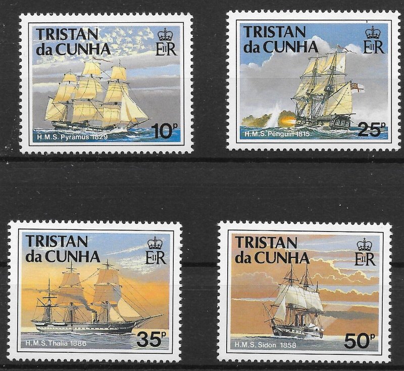 TRISTAN DA CUNHA SG505/8 1990 SHIPS OF THE ROYAL NAVY SET MNH (p)