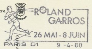 Postcard / Postmark France 1980 Tennis - Roland Garros - Grand Slam Tournament