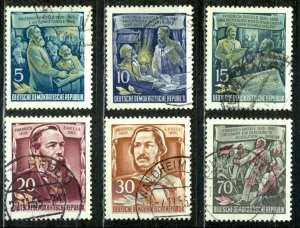 German Democratic Republic Sc# 259-264 Used (c) 1955 Friedrich Engels