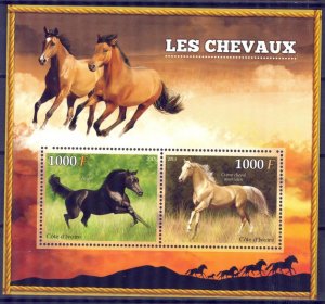 Ivory Coast 2013 Horses Sheet MNH