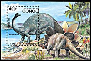 Congo 1048, MNH, Dinosaurs souvenir sheet