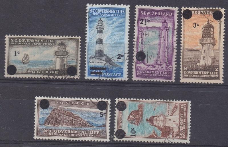 NEW ZEALAND 1967 LIGHT HOUSE SURCHARGE SET USED 