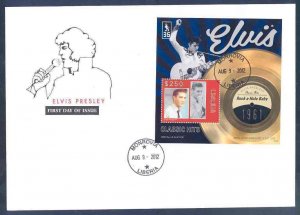 LIBERIA  2012 ELVIS PRESLEY  'ROCK A  HULA BABY'   CLASSIC HITS S/S  FDC